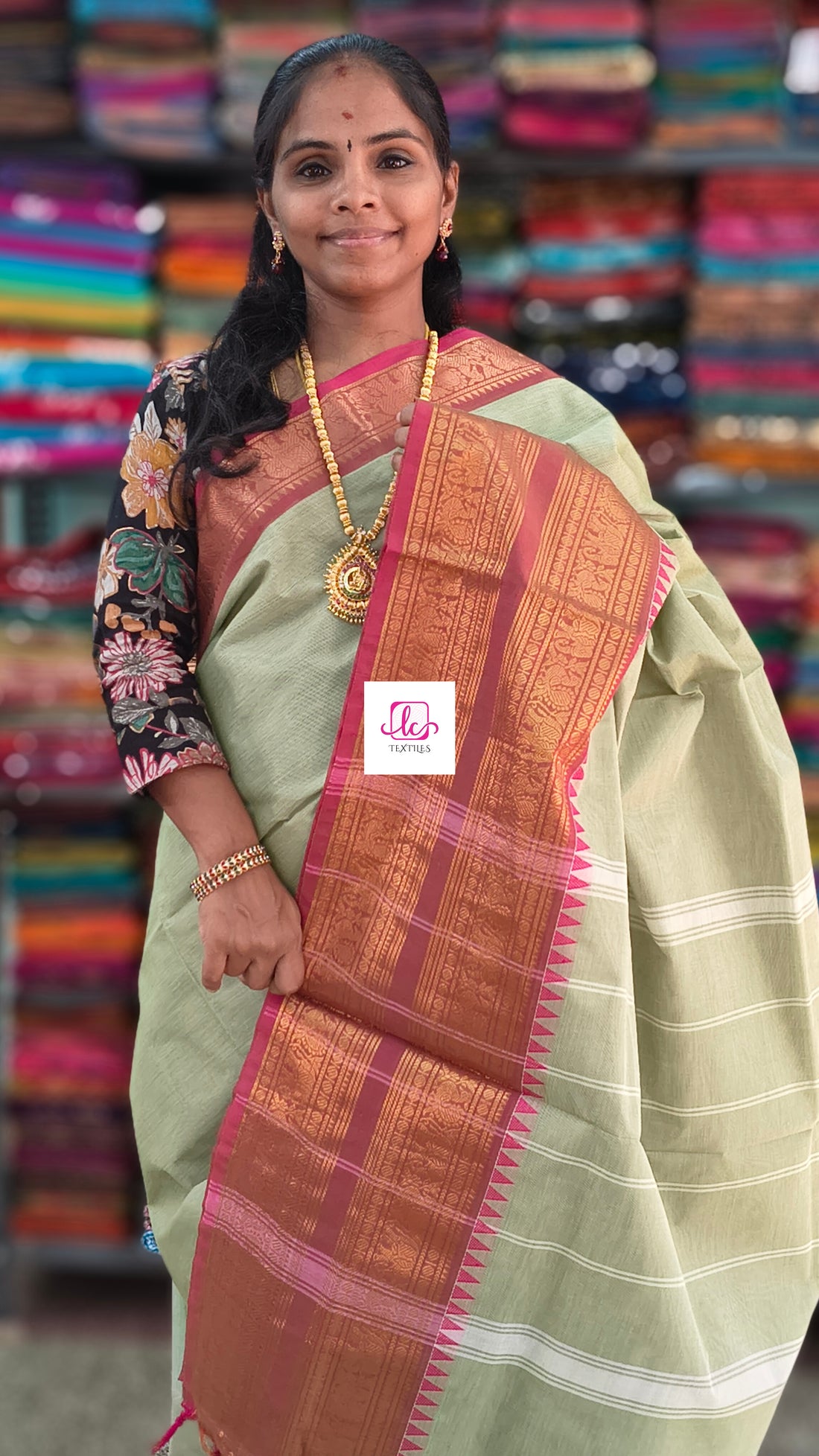 Kanchi Cotton Festival Fusion pastal green