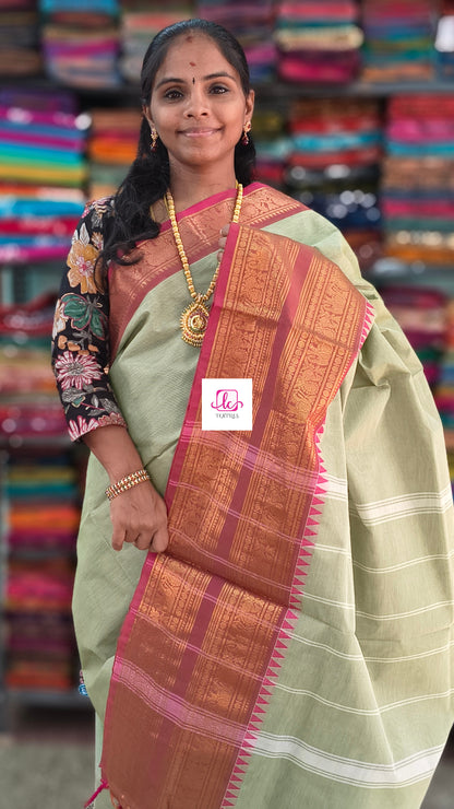 Kanchi Cotton Festival Fusion pastal green