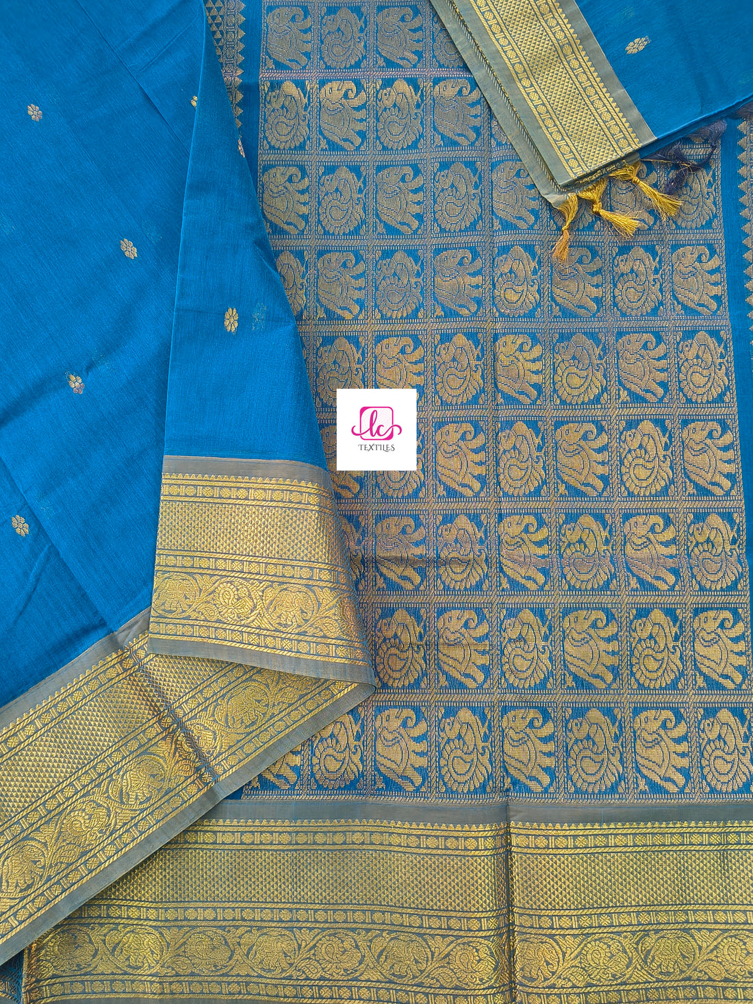 Kanchi Cotton Festival Fusion peacock blue