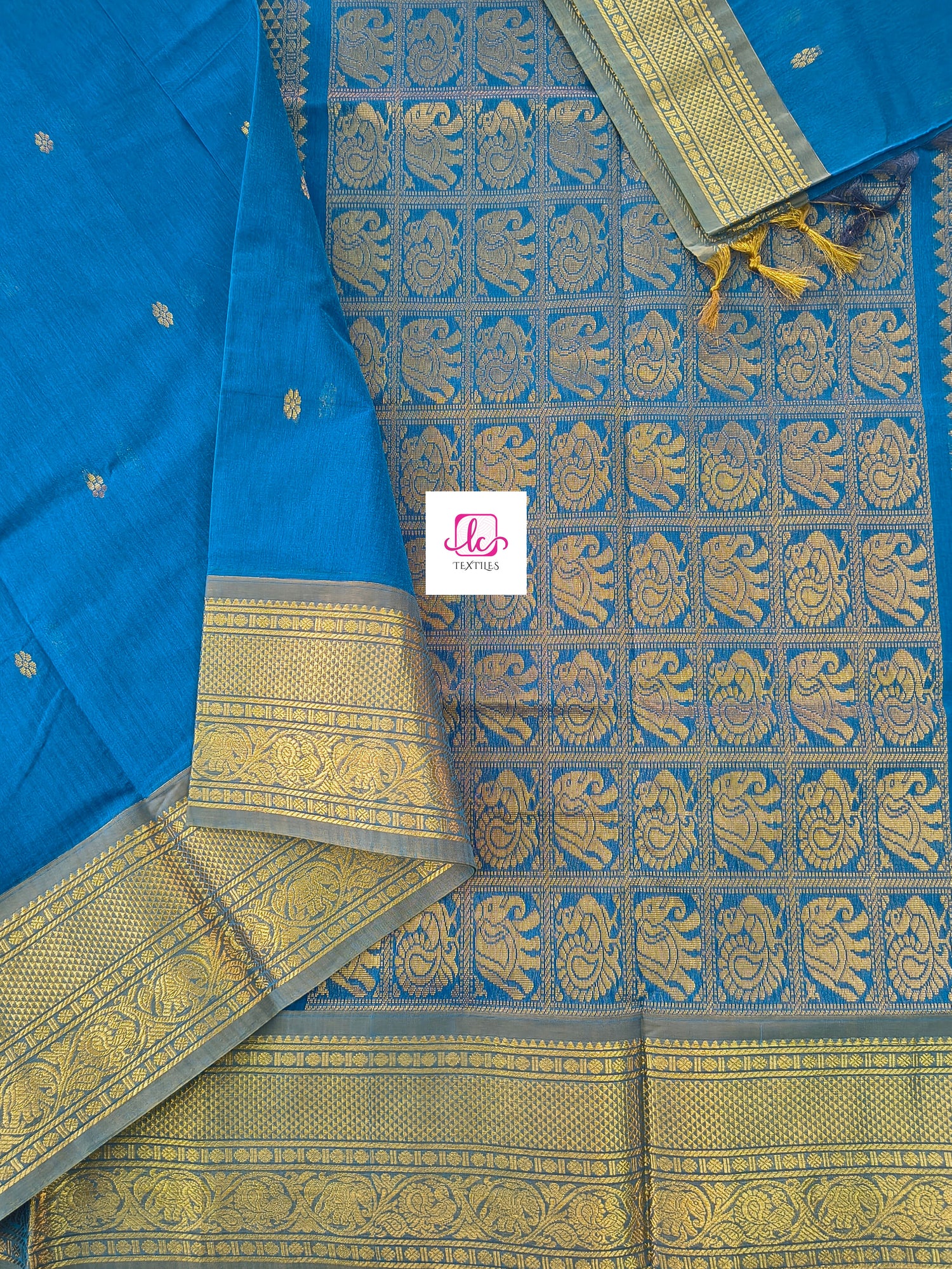 Kanchi Cotton Festival Fusion peacock blue