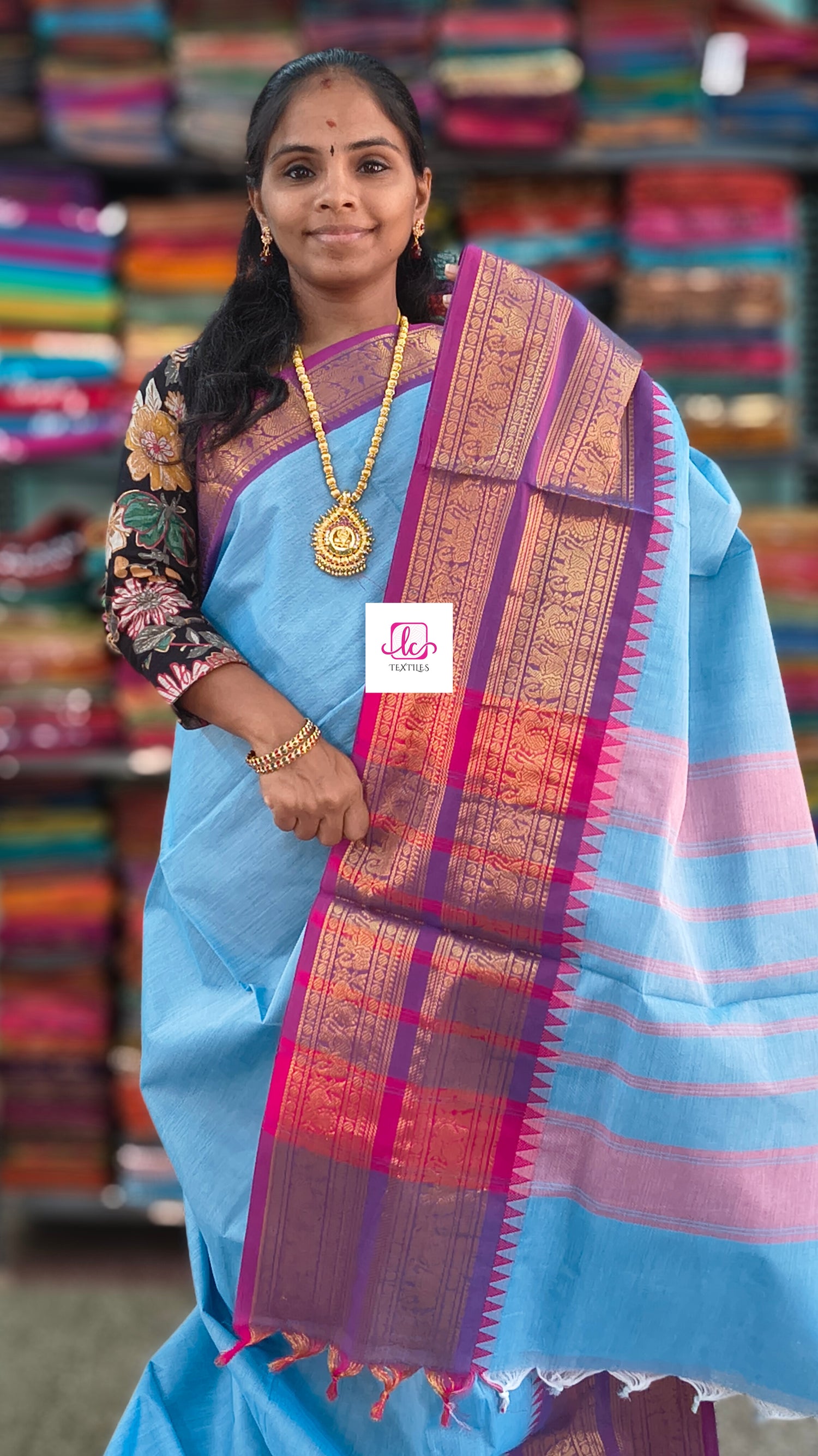 Kanchi Cotton festival Fusion powder blue