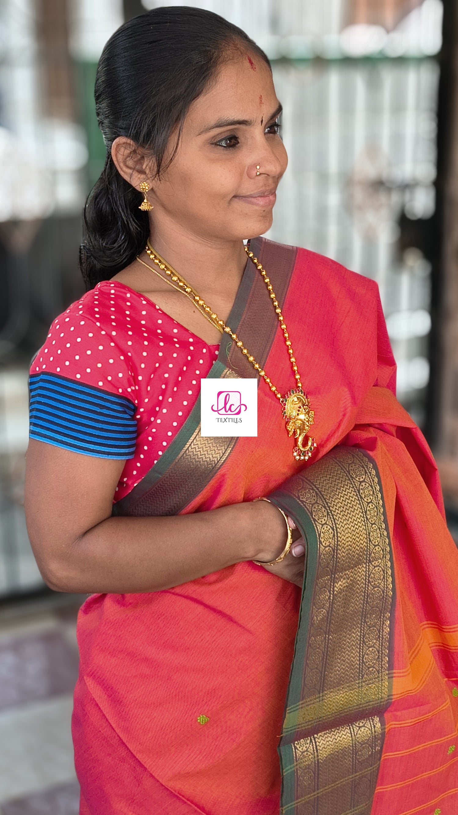 Kanchi Cotton Festival Fusion Deep peach