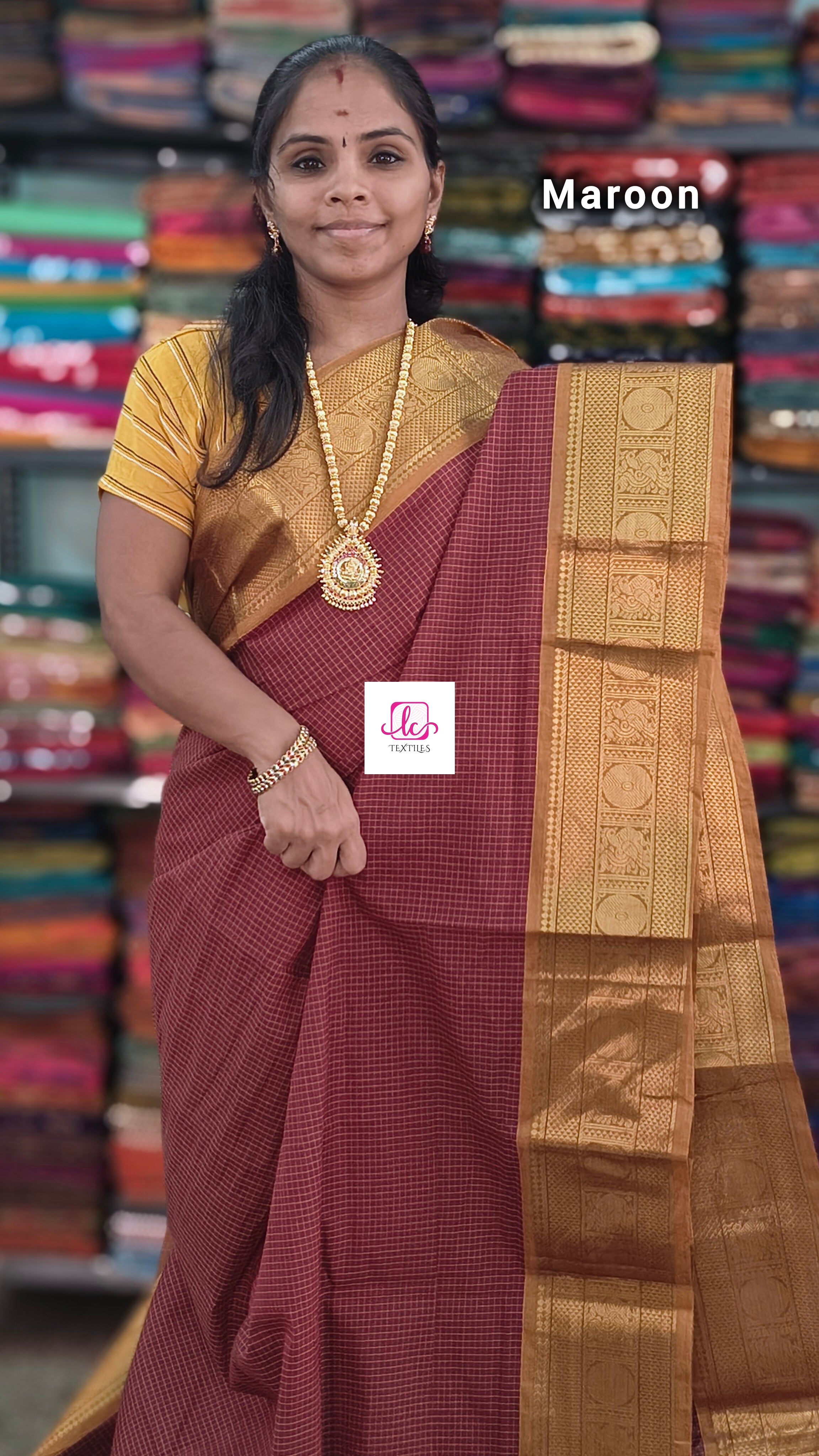 Kanchi Cotton Festival Fusion Maroon