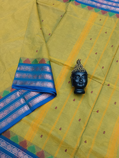 Kanchi Cotton Festival Fusion Mustard Mixed Green