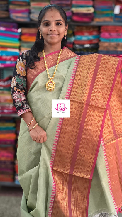 Kanchi Cotton Festival Fusion pastal green
