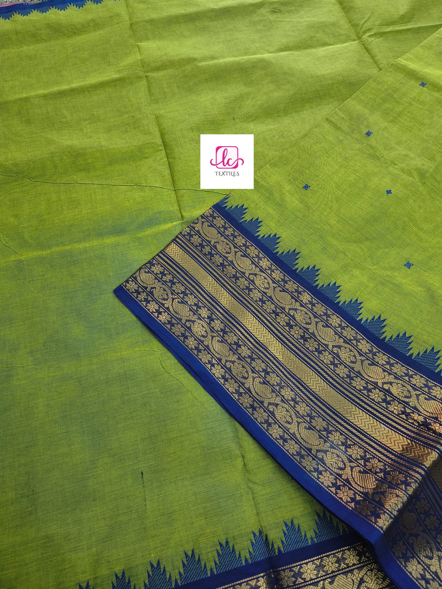 Kanchi Cotton Festival Fusion Green lemon yellow