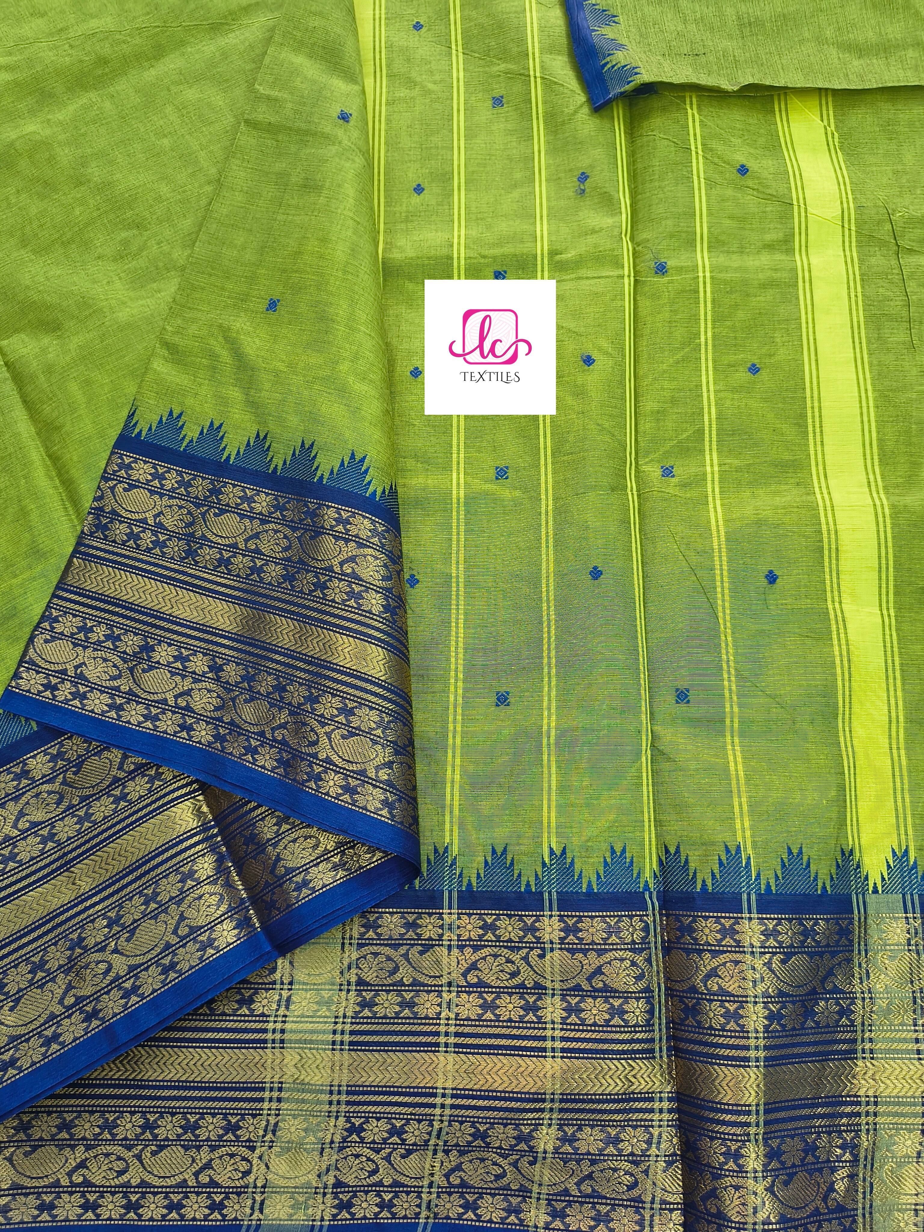 Kanchi Cotton Festival Fusion Green lemon yellow