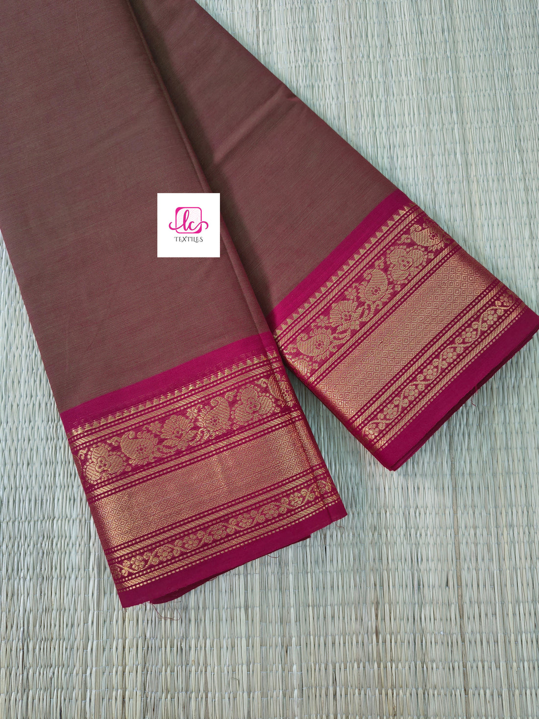 Kanchi Cotton khaki mixed maroon dual tone