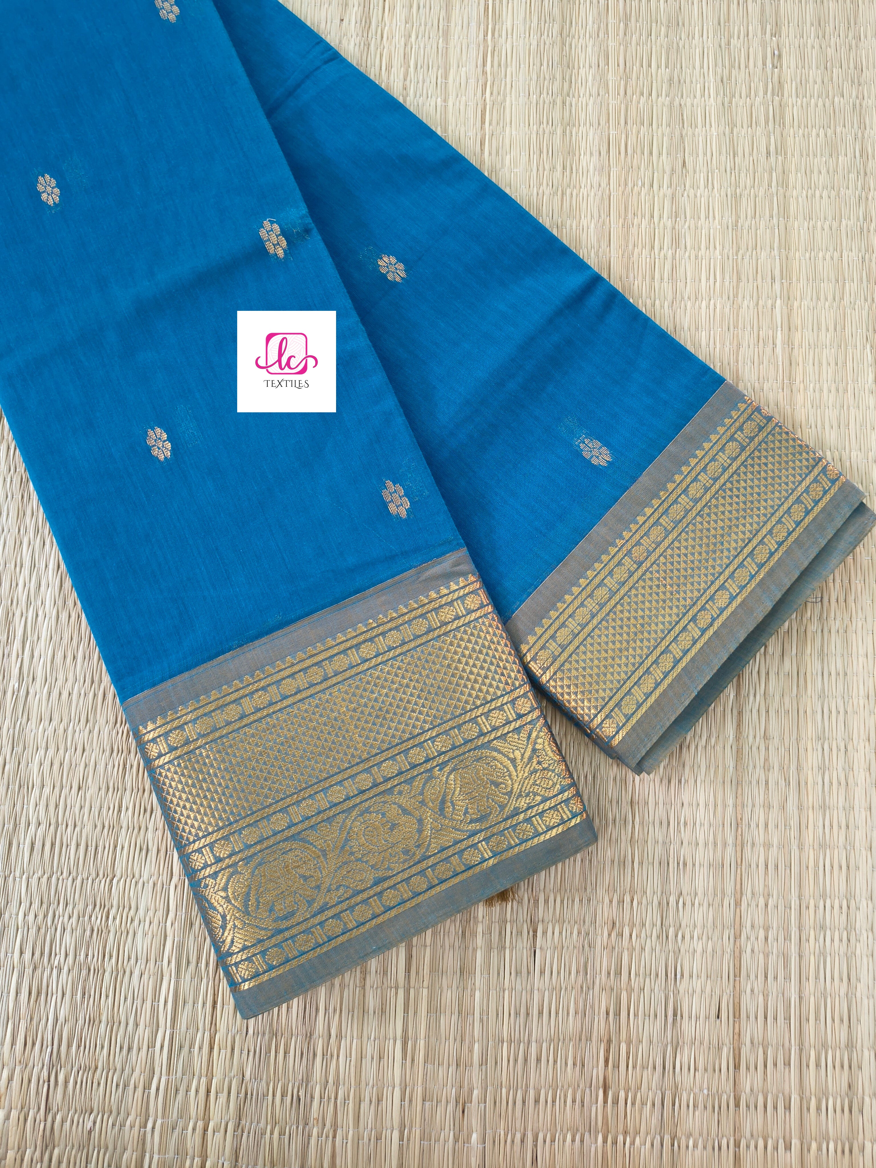 Kanchi Cotton  Festival Fusion peacock blue