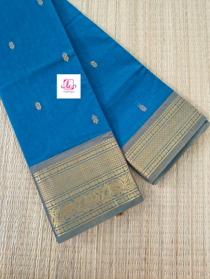 Kanchi Cotton  Festival Fusion peacock blue
