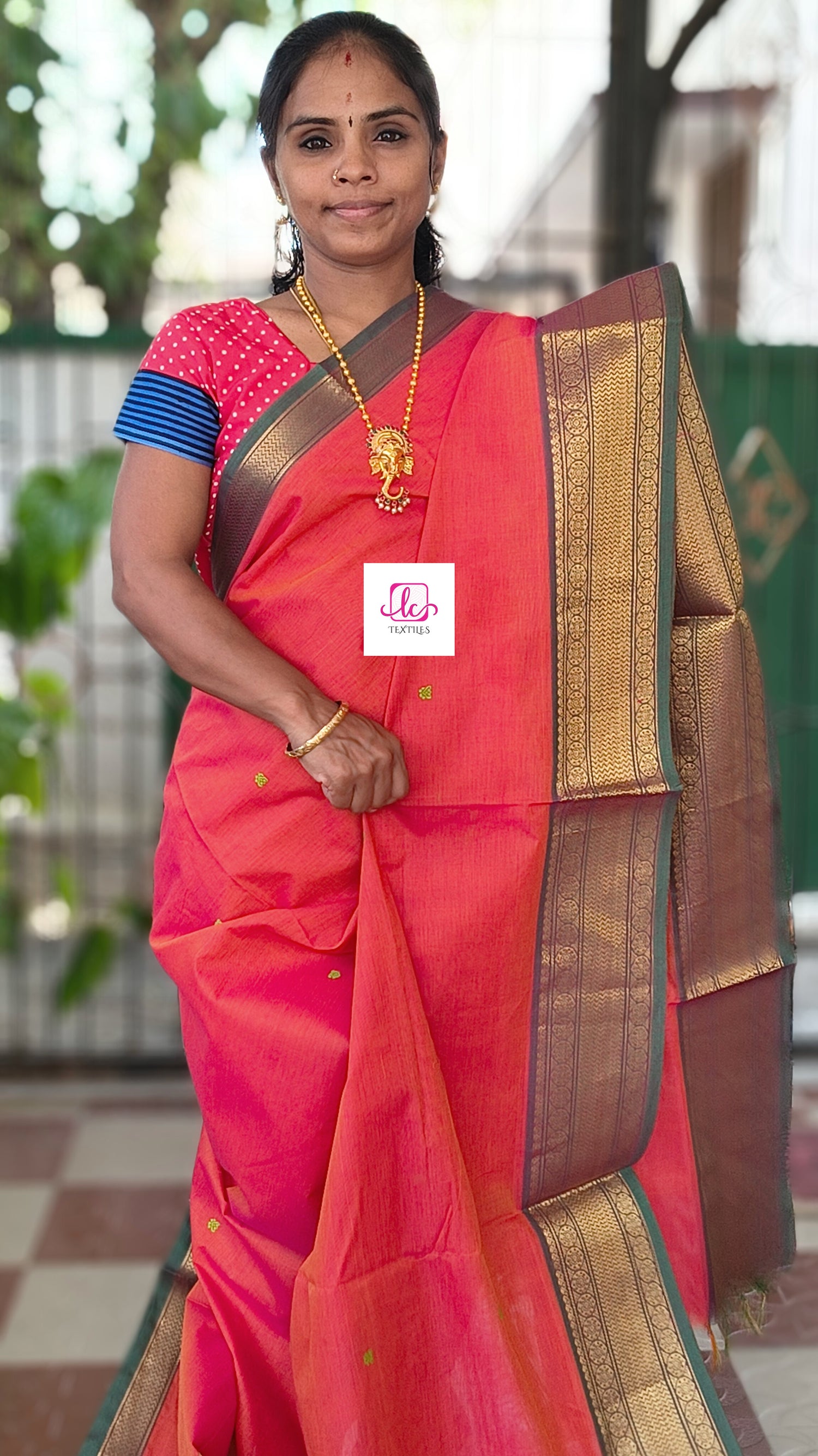 Kanchi Cotton Festival Fusion Deep peach