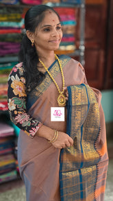 Kanchi Cotton Festival Fusion Mango yellow mixed blue dual tone