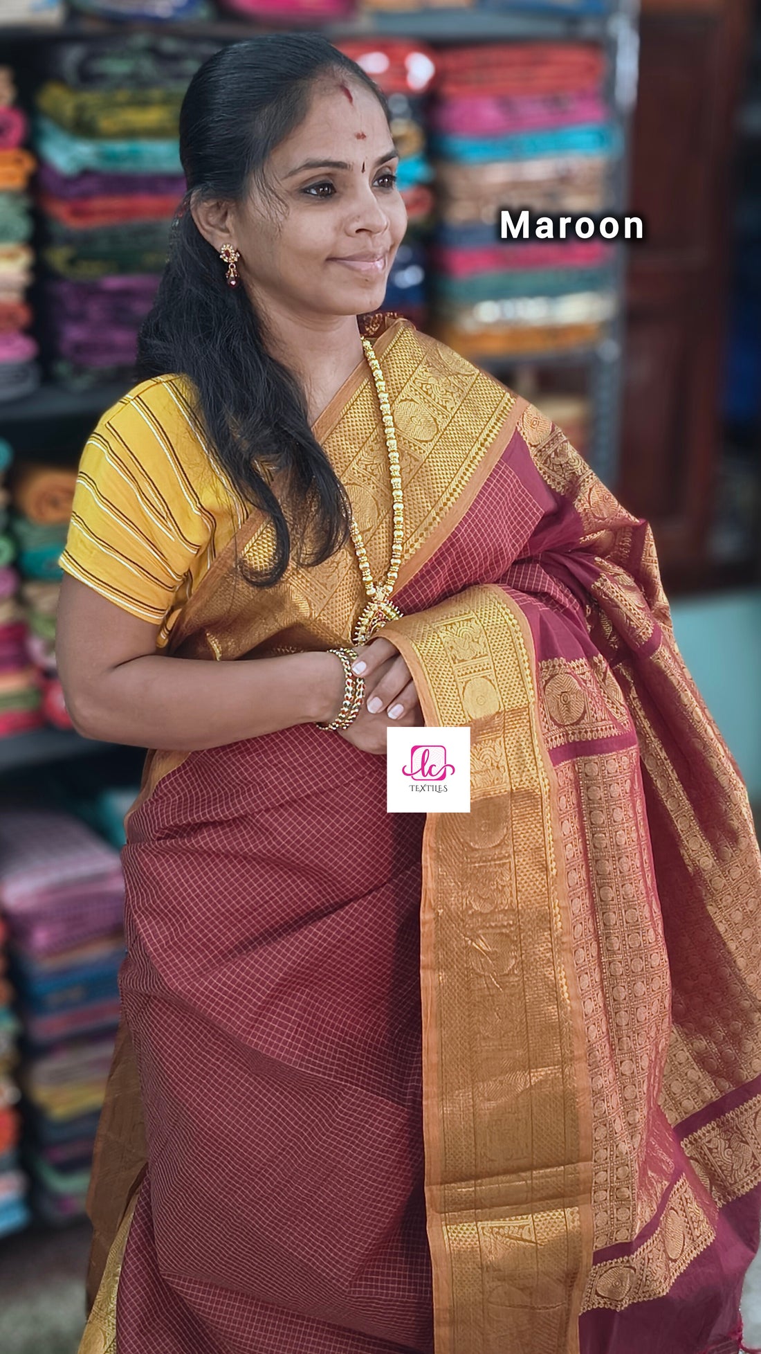 Kanchi Cotton Festival Fusion Maroon