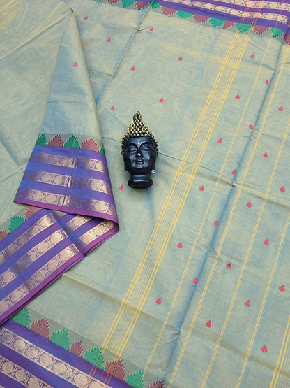 Kanchi Cotton Festival Fusion Mustard Mixed Blue Dual Tone