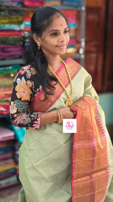 Kanchi Cotton Festival Fusion pastal green