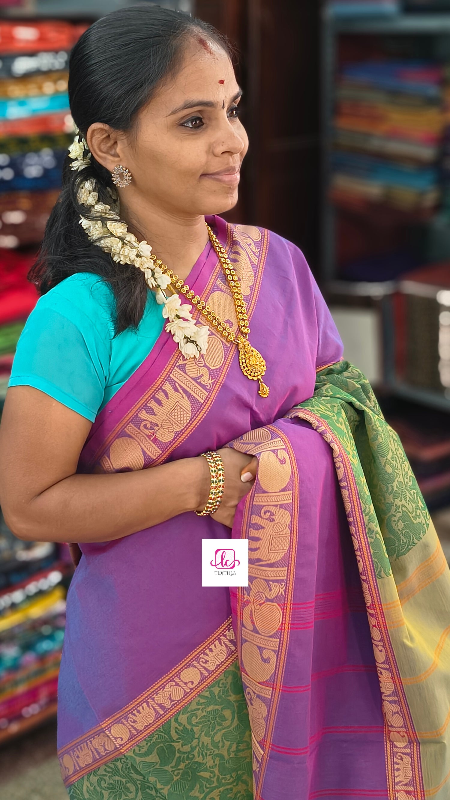 Kanchi Cotton Festival Fusion yellow mixed sky blue