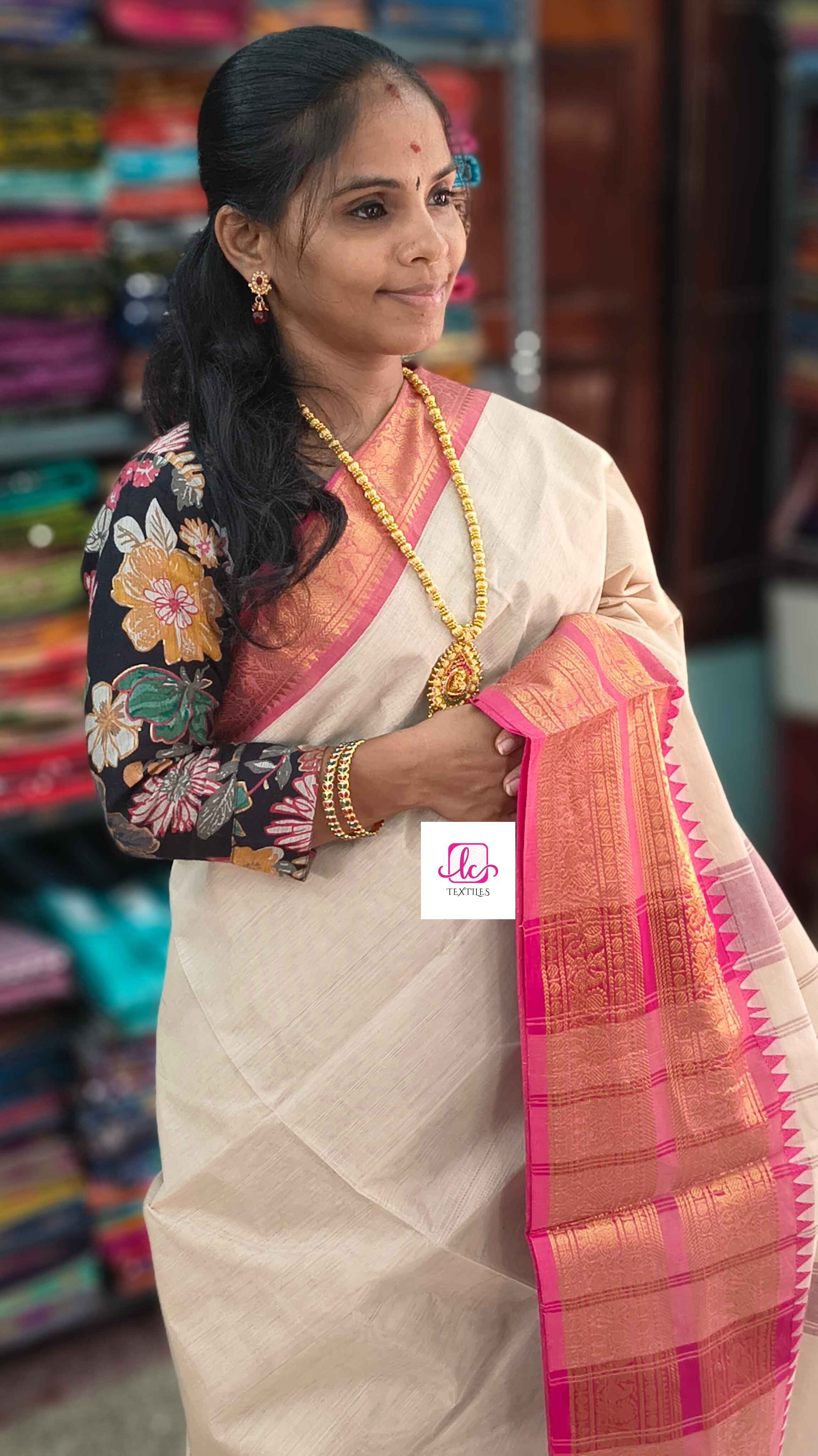 Kanchi Cotton Festival Fusion Half white