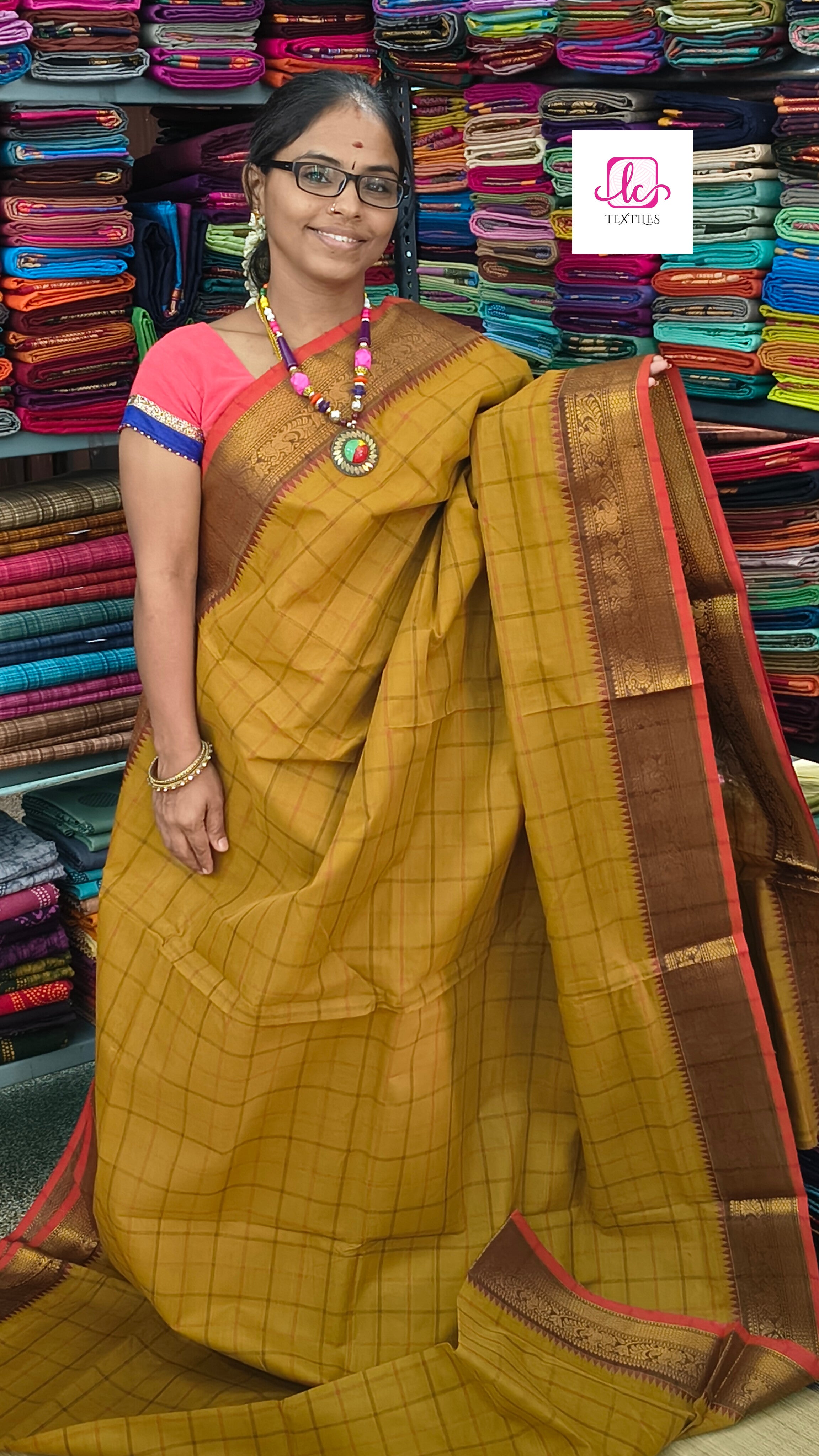 Kandangi Checks Dark mustard yellow