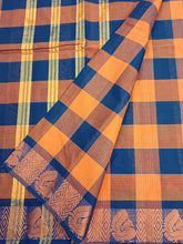 Kandangi Checks orange with blue 