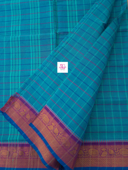 Kandangi Checks Bluish green mixed dual tone