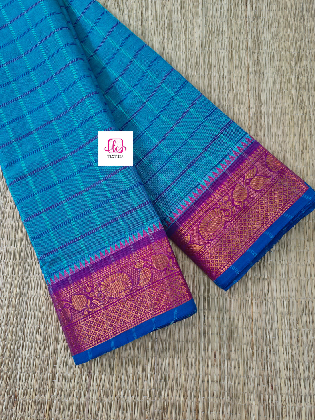 Kandangi Checks Bluish green mixed dual tone