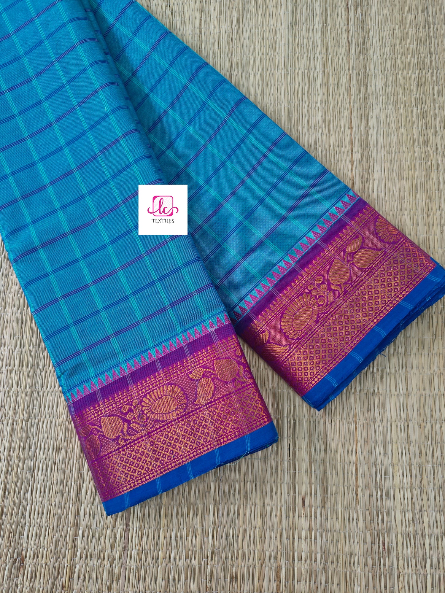 Kandangi Checks Bluish green mixed dual tone