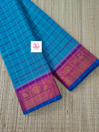Kandangi Checks Bluish green mixed dual tone