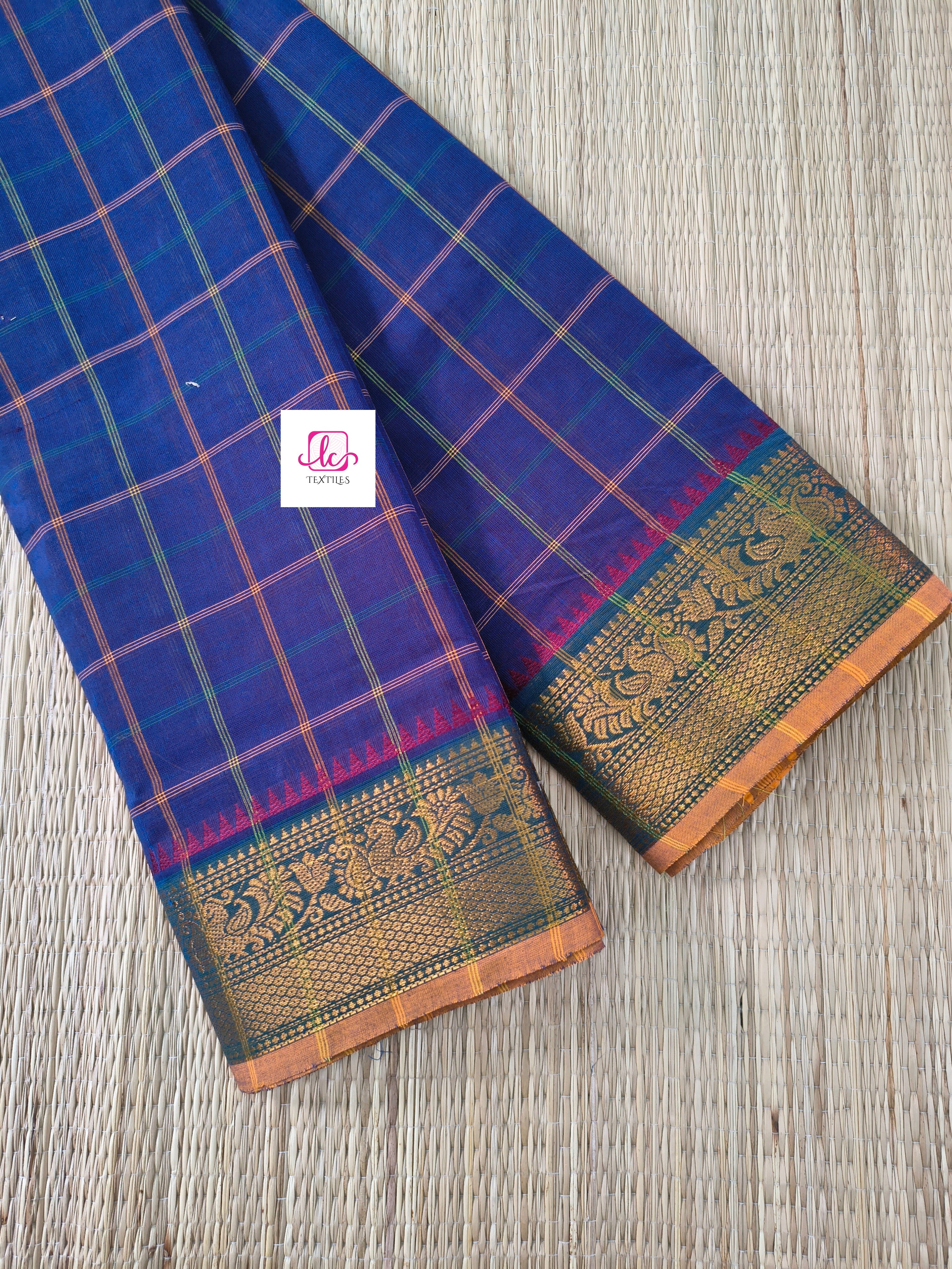 Kandangi Checks Rich blue dual tone