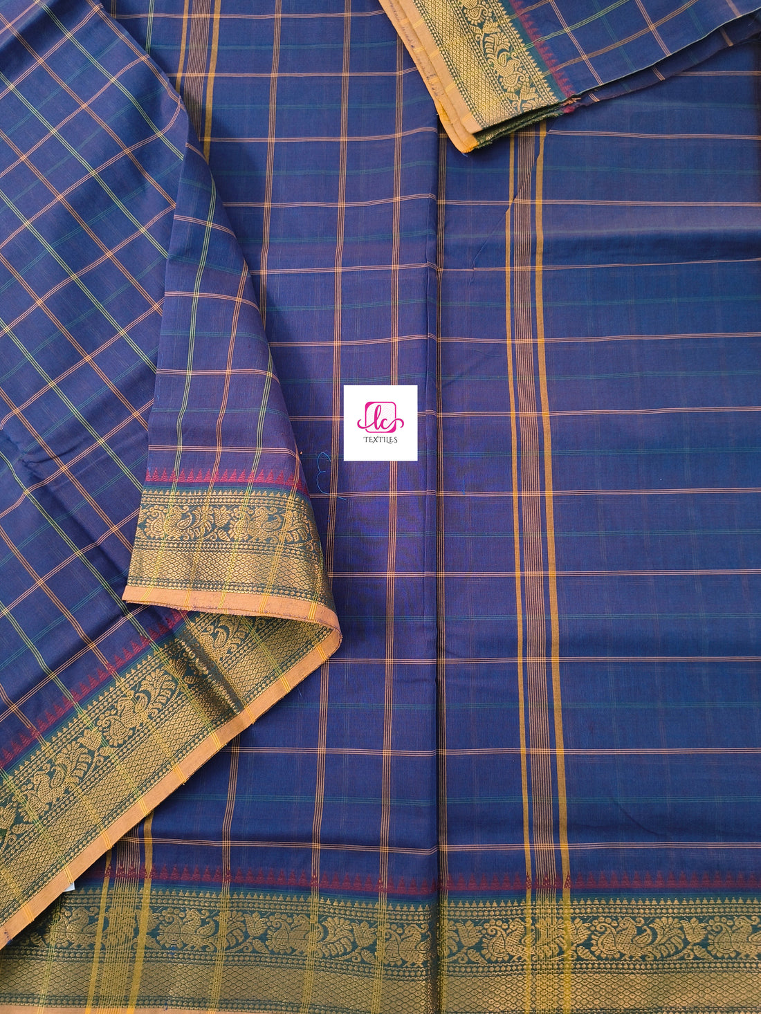 Kandangi Checks Rich blue dual tone