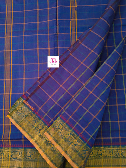 Kandangi Checks Rich blue dual tone