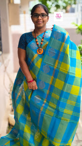 Kandangi Checks neon green with blue