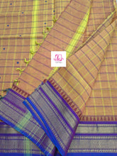 Kandangi Korvai Checks Butta Lemon yellow mixed pink dual tone