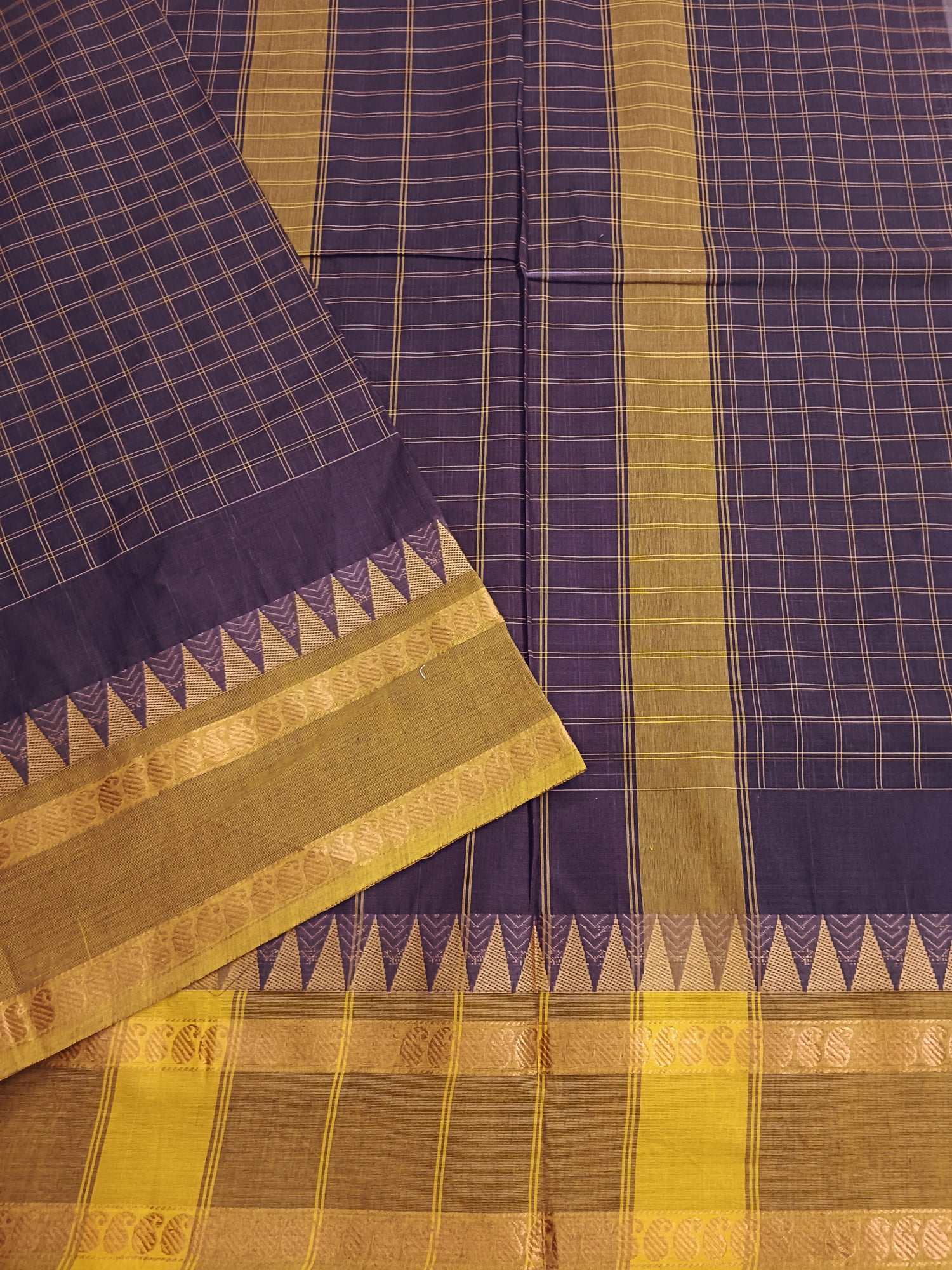 Kandangi Korvai Checks maroon mixed brown