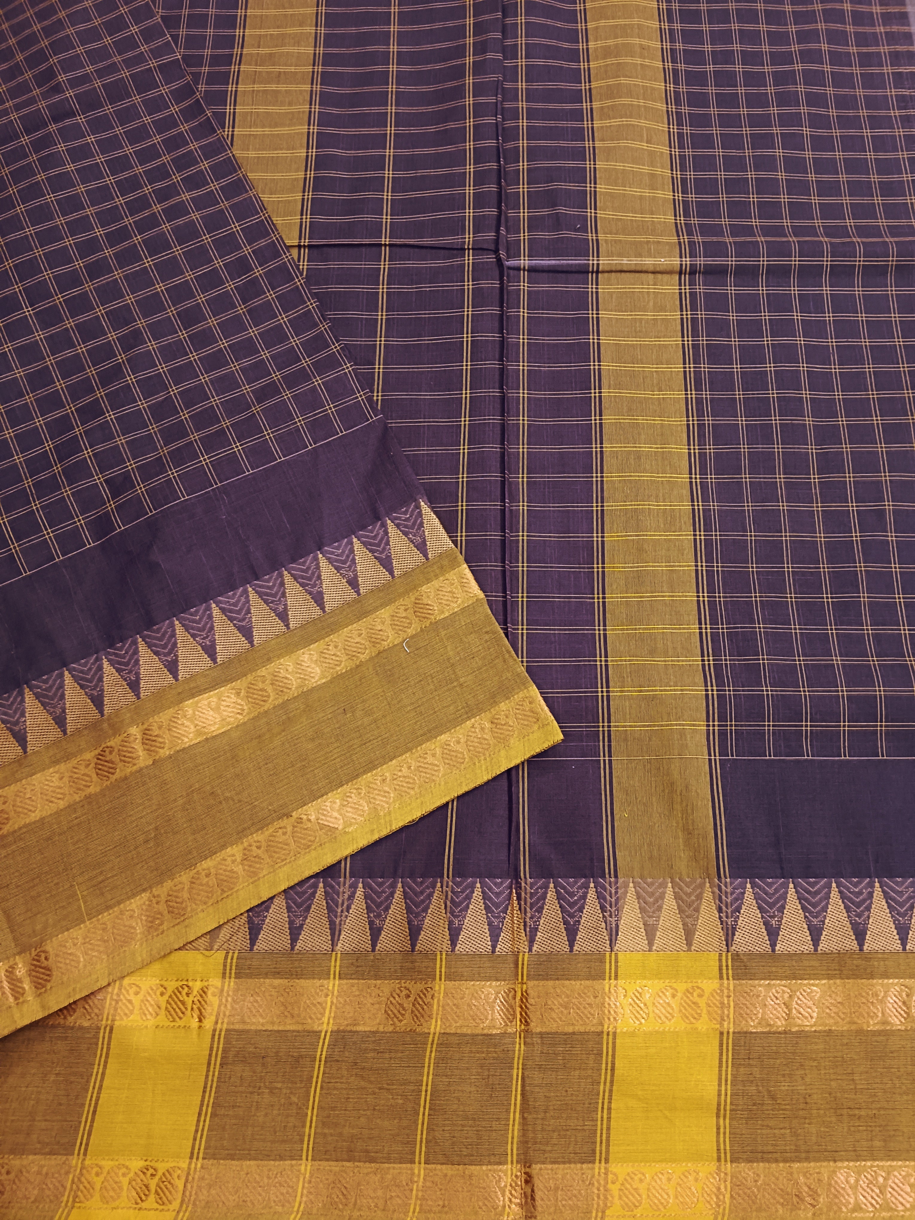 Kandangi Korvai Checks maroon mixed brown