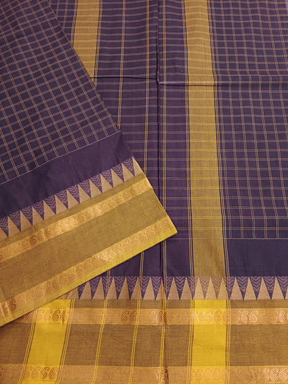 Kandangi Korvai Checks maroon mixed brown