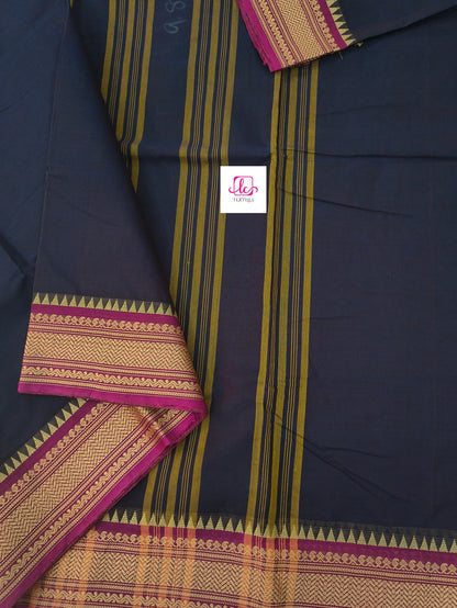Madisar chettinad cotton Blue mixed brown