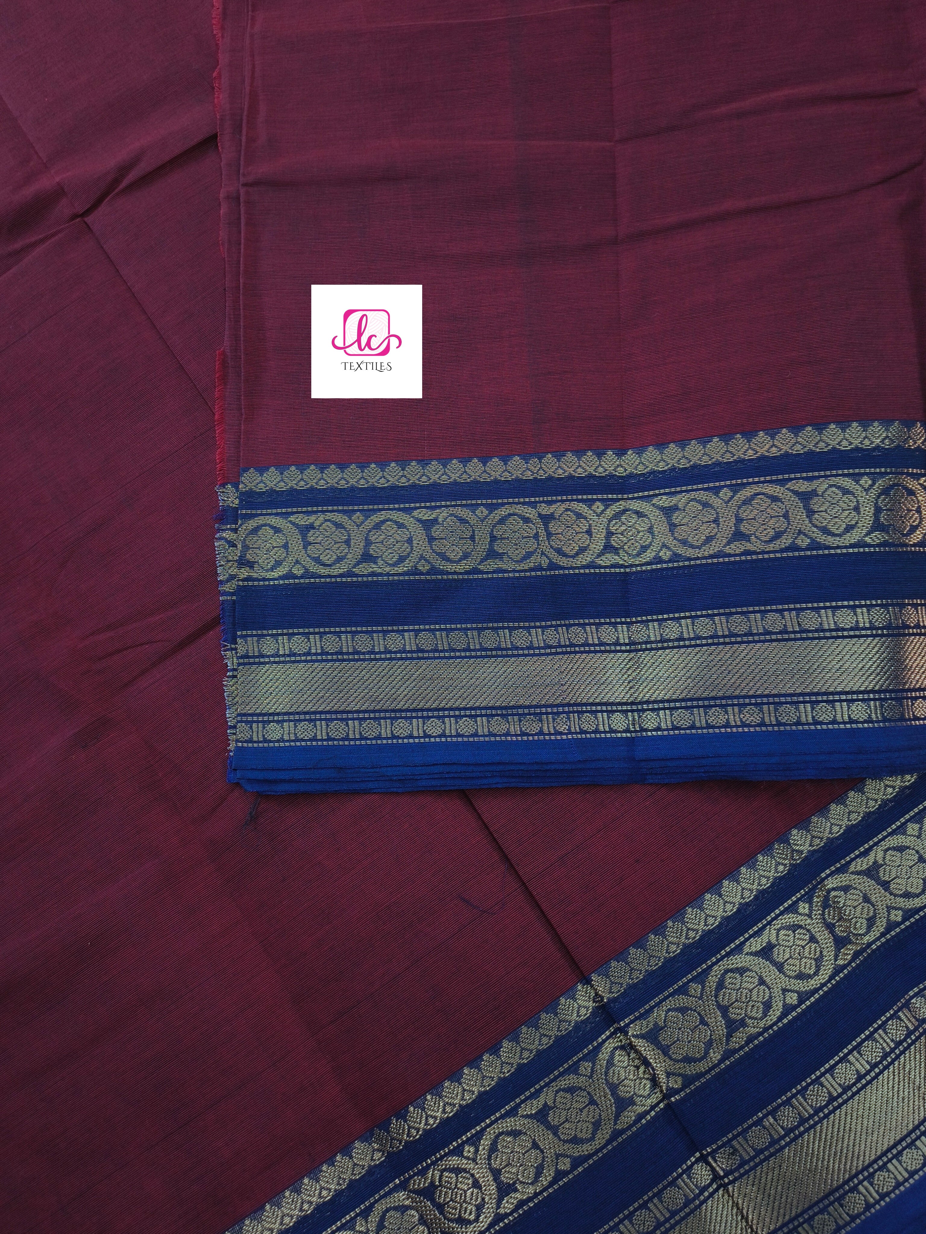 Madisar chettinad cotton Maroon kumkum