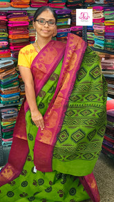 Madurai Sungudi Cotton -Olive green