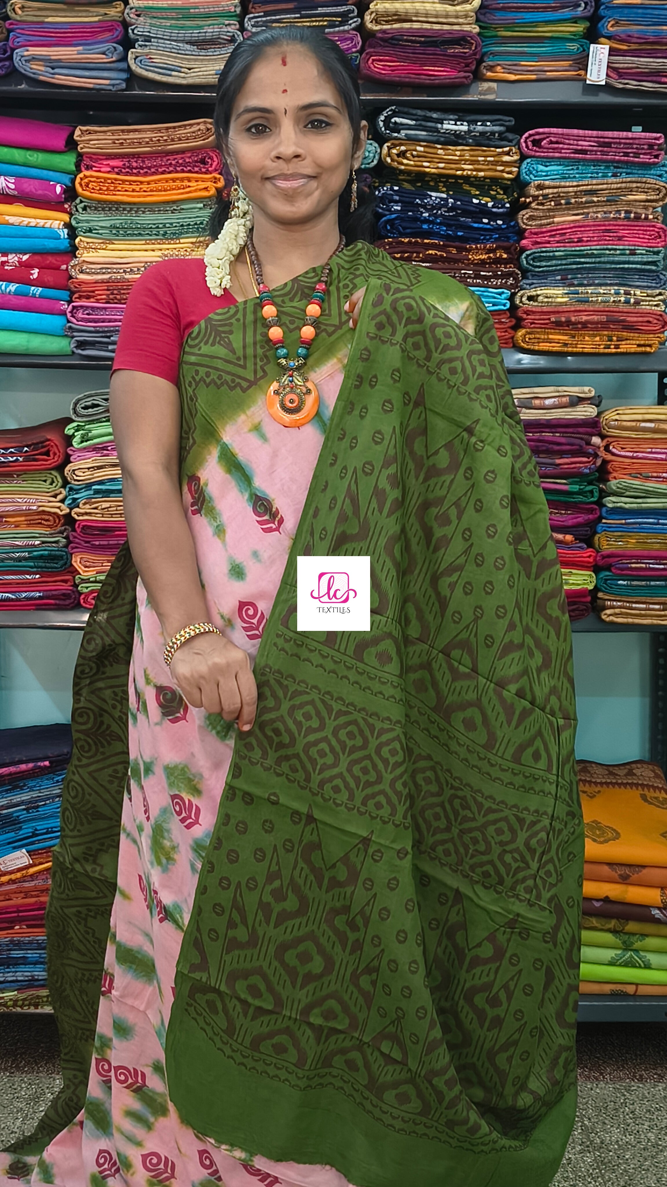 Madurai Sungudi Cotton Soft cottonSoft baby pink