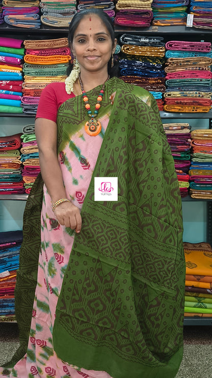 Madurai Sungudi Cotton Soft cottonSoft baby pink