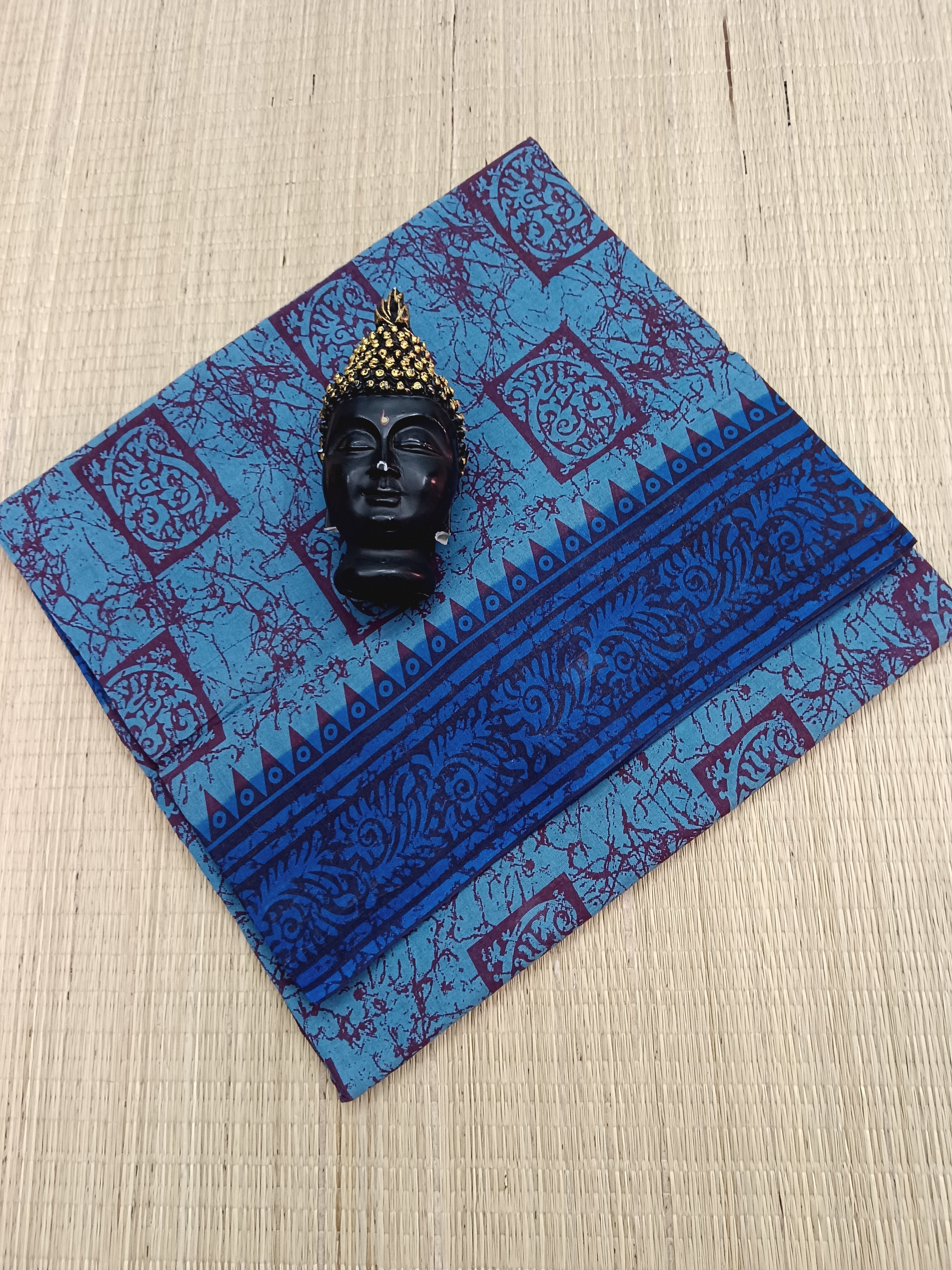 Madurai Sungudi Cotton Beige Blue