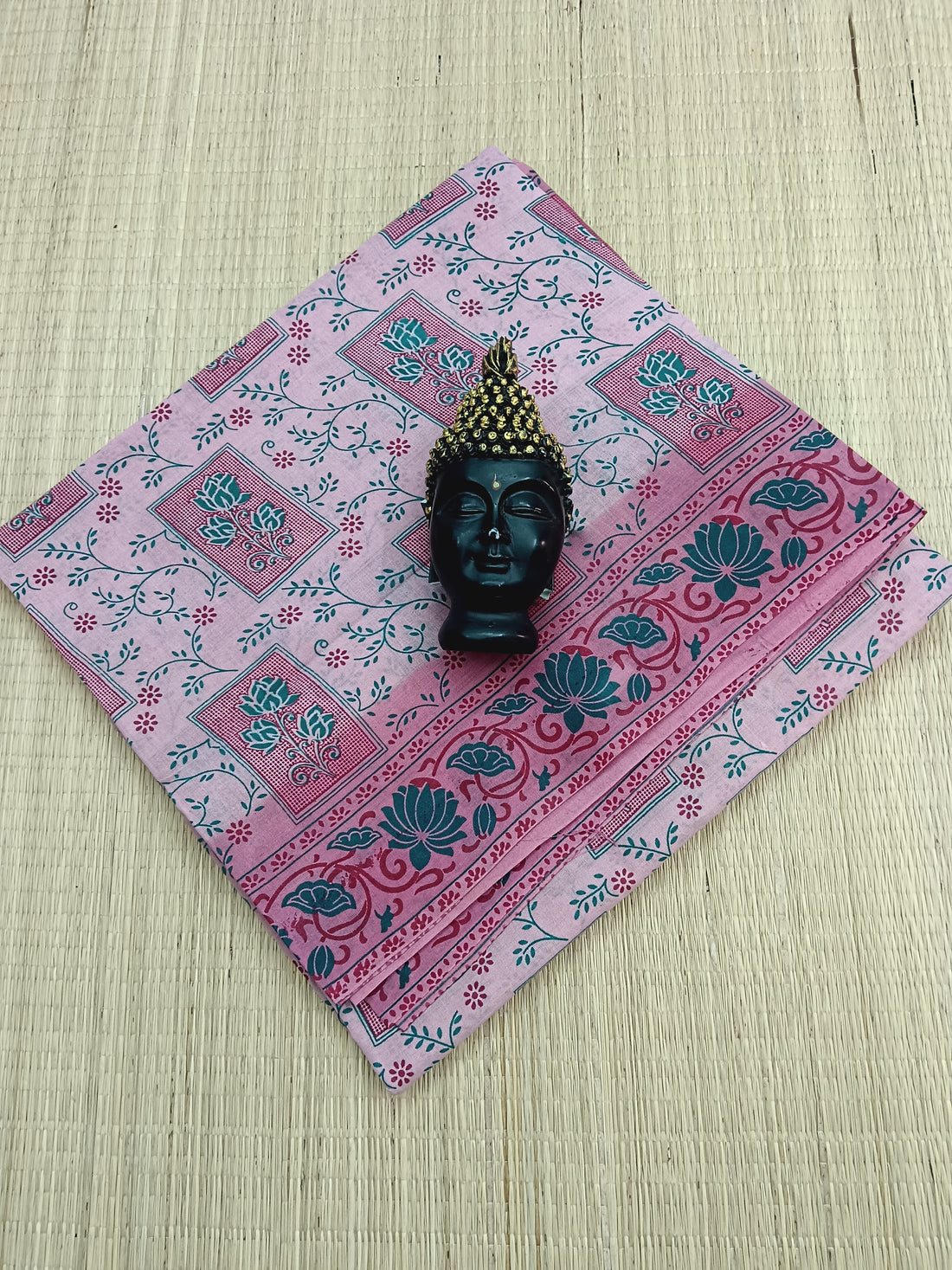 Madurai Sungudi Cotton Beige Pink 