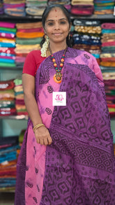 Madurai Sungudi Cotton Soft cotton Orchid pink