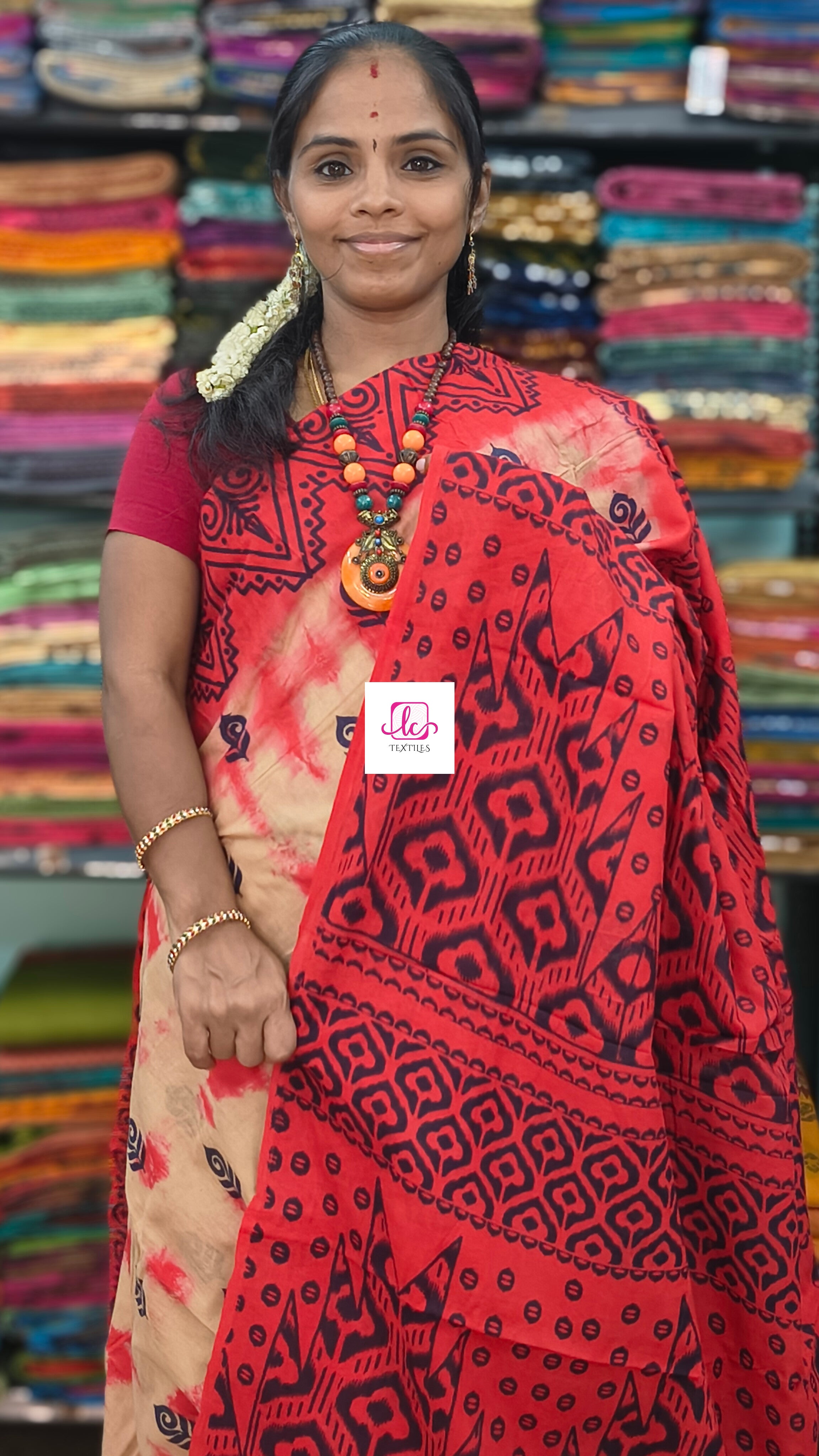 Madurai Sungudi Cotton Soft cotton Sand Beige