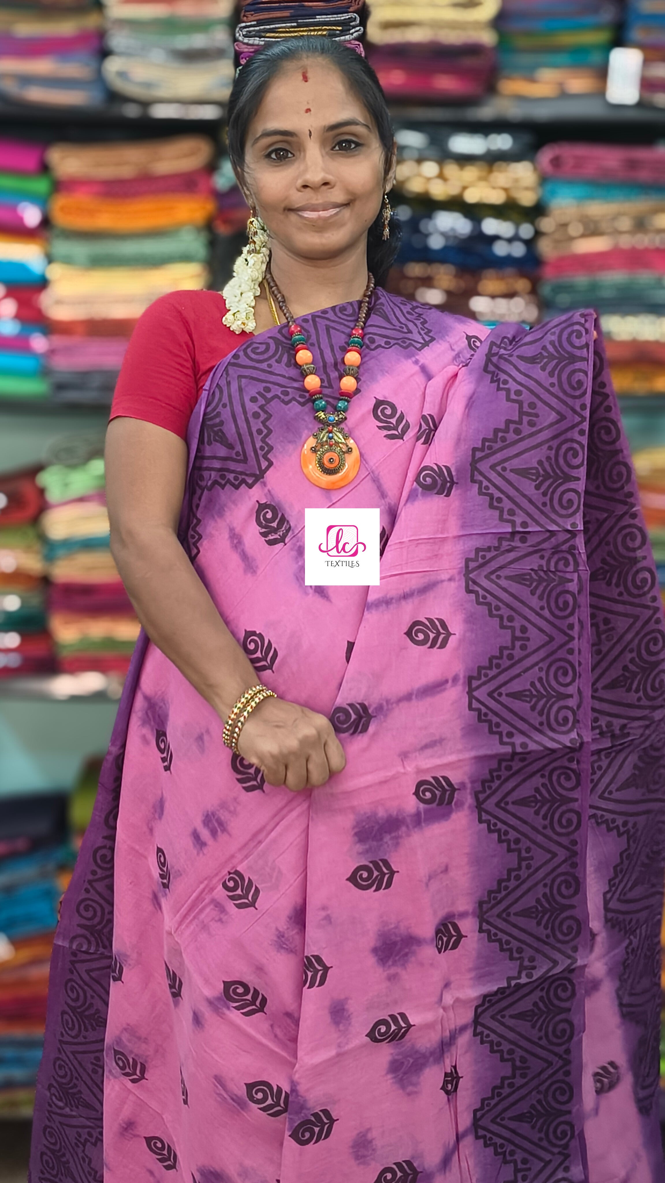 Madurai Sungudi Cotton Soft cotton Orchid pink
