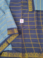 Madurai Sungudi Cotton Veldhari Bluish grey