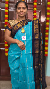 Madurai Sungudi Cotton Veldhari Sky blue 