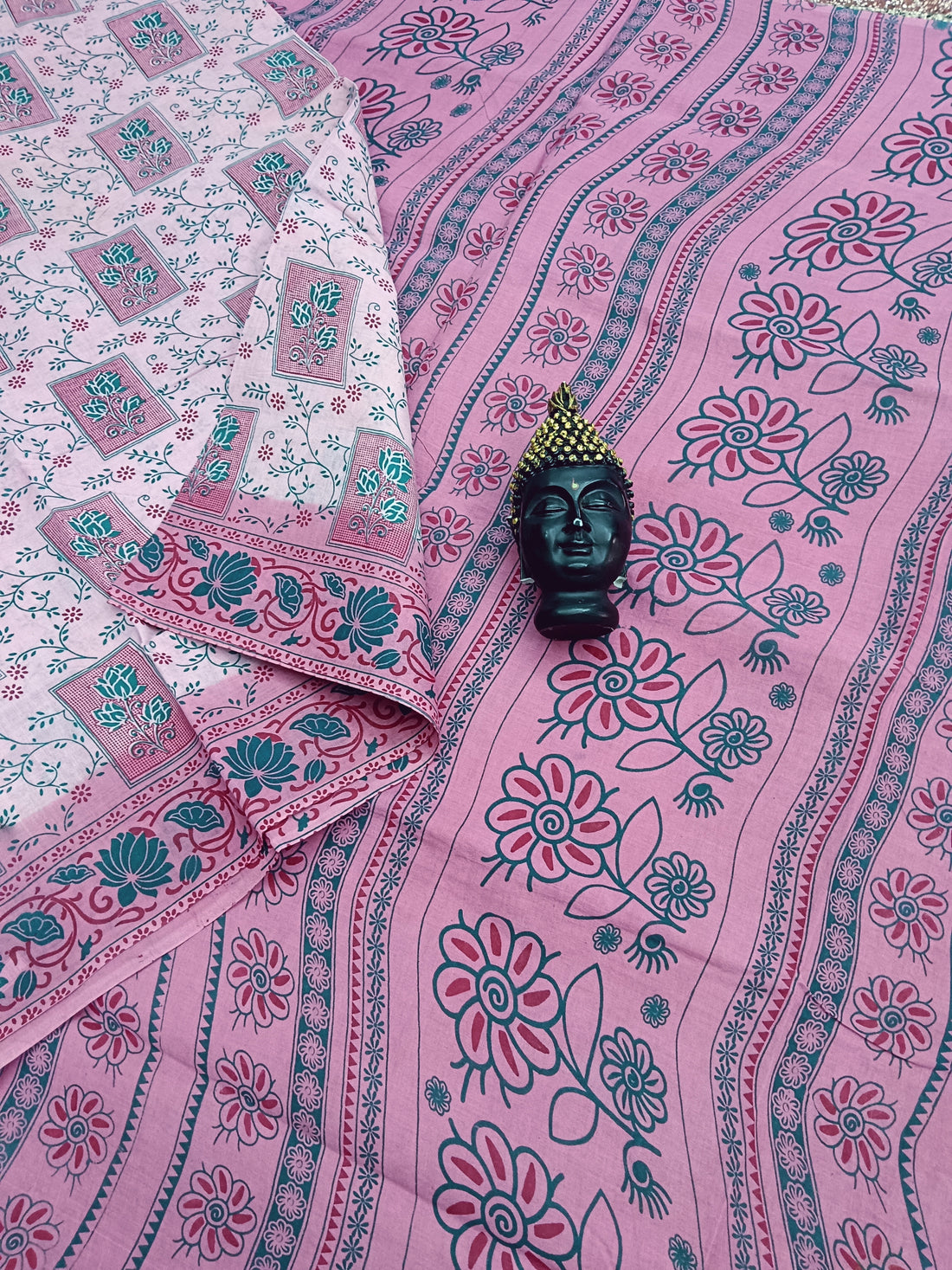 Madurai Sungudi Cotton Beige Pink 