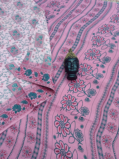 Madurai Sungudi Cotton Beige Pink 
