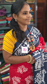 Mul Mul cotton saree Red